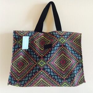 NWT Calzedonia "Geometries" Beach Shopping Tote Shoulder Snap Bag 18.5" x 13.5"